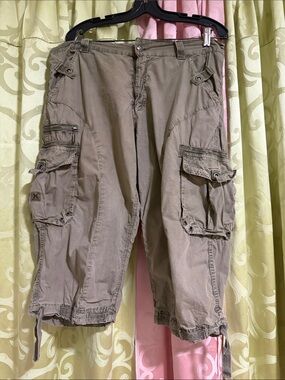 Men's Cargo Capris in Olive Brown - Utility Pocket Shorts